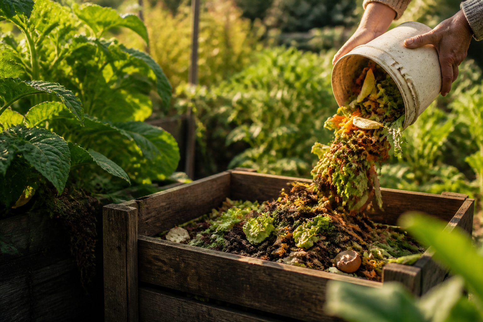 Convierte residuos de cocina en compost para suelos vivos
